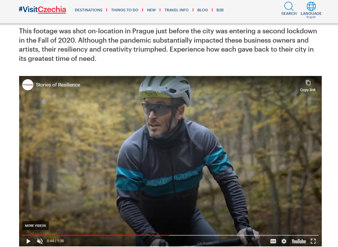 Screenshot of CzechTourism's blog "Stories of Resilience" 